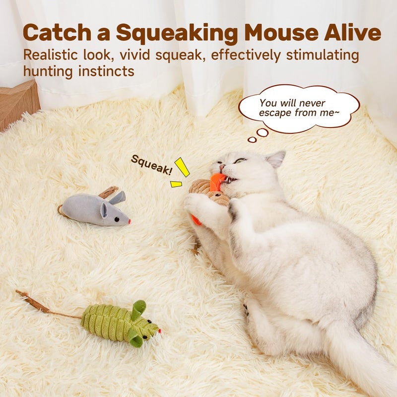 Potaroma Cat Toys: 3pcs Squeak Mice Interactive Catnip Silvervine Animals for Indoor Kittens - Dental Matatabi Cat Nip & Chew Exercise Toy for All Breeds & Species - Image 3
