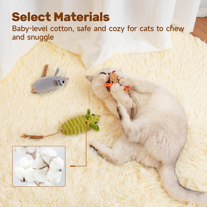 Potaroma Cat Toys: 3pcs Squeak Mice Interactive Catnip Silvervine Animals for Indoor Kittens - Dental Matatabi Cat Nip & Chew Exercise Toy for All Breeds & Species - Image 5