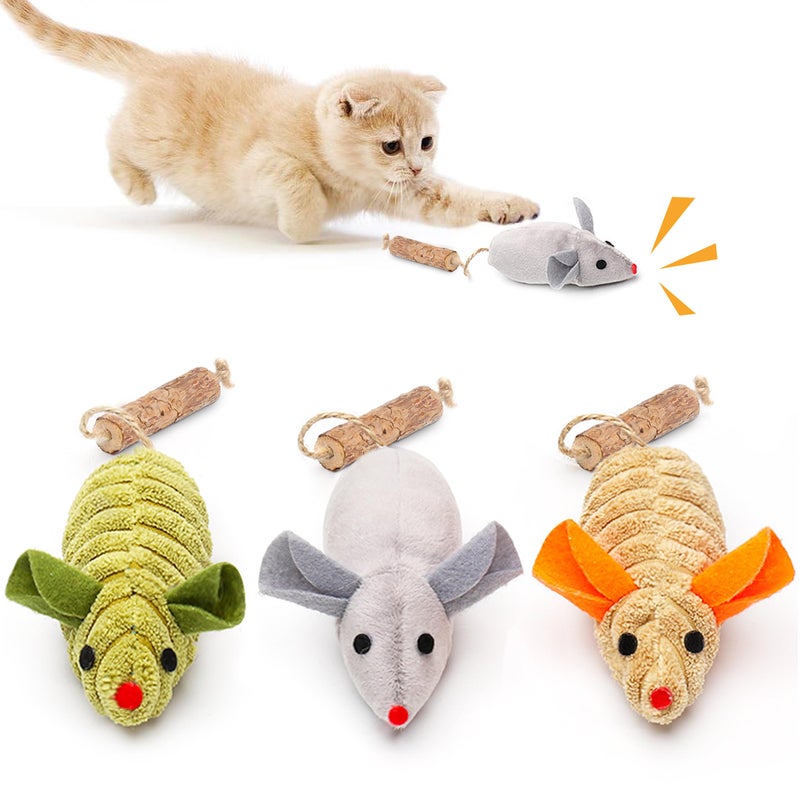 Potaroma Cat Toys: 3pcs Squeak Mice Interactive Catnip Silvervine Animals for Indoor Kittens - Dental Matatabi Cat Nip & Chew Exercise Toy for All Breeds & Species - Image 1