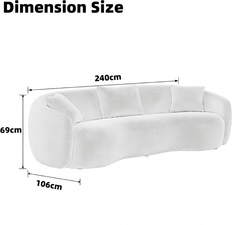 Luxury Luxe Fleece Fabric Overstuffed Sofa - Three Seater - Image 2