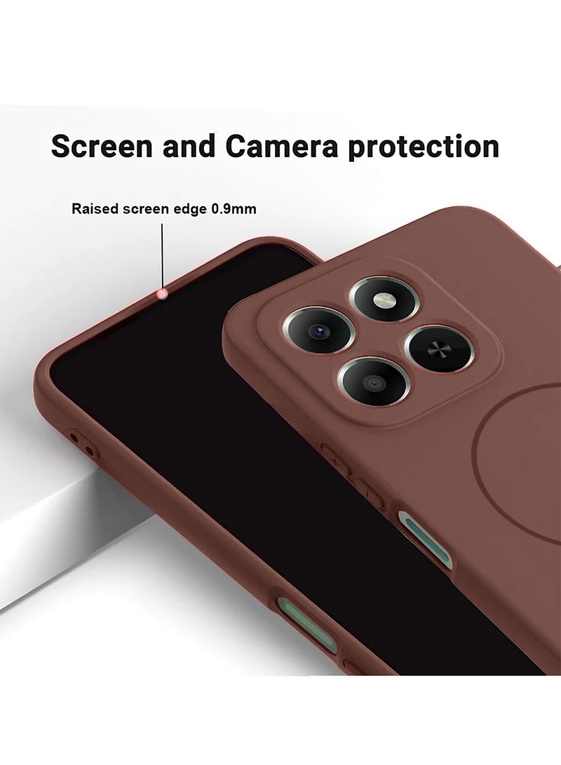 Wtech Honor X6c 4G 2025 Premium Liquid Silicone Compatible With Thin Magsafe Ring Case Cover (MCMPMN) - Brown - Image 4