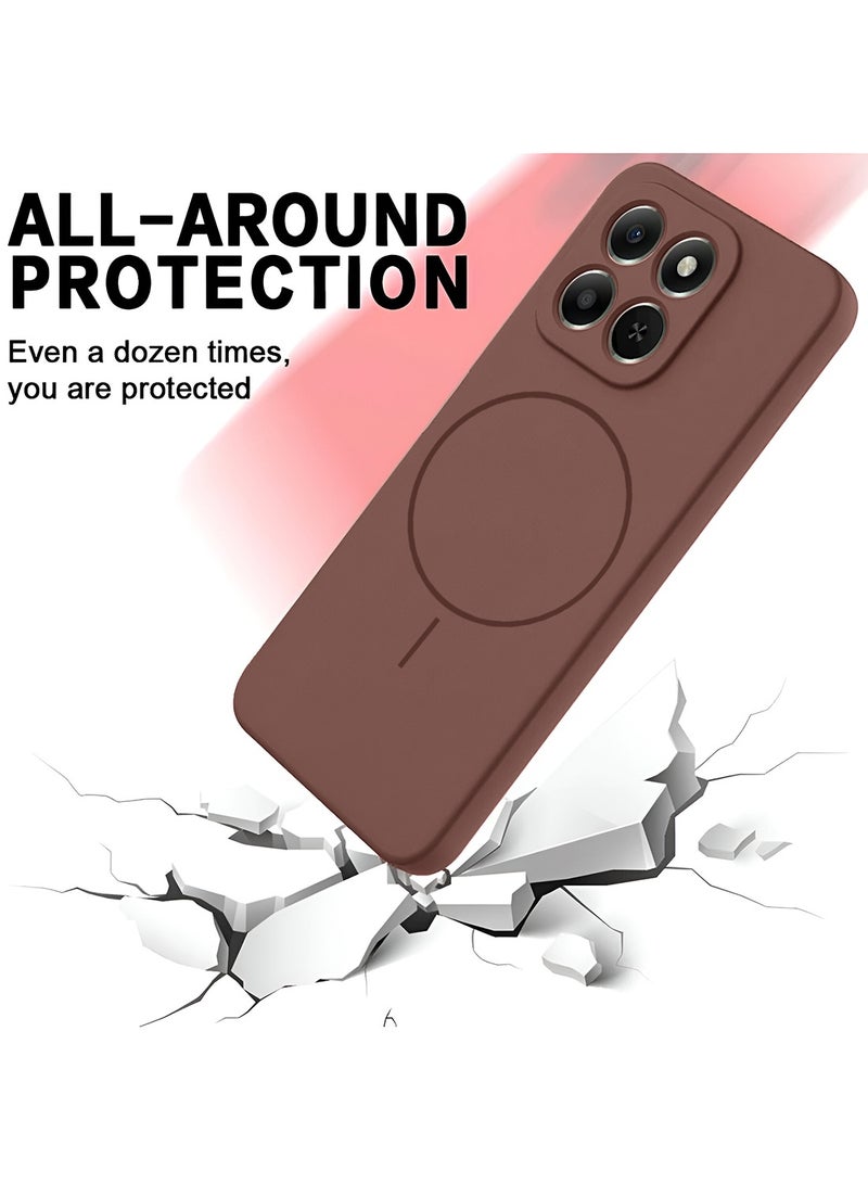 Wtech Honor X6c 4G 2025 Premium Liquid Silicone Compatible With Thin Magsafe Ring Case Cover (MCMPMN) - Brown - Image 3