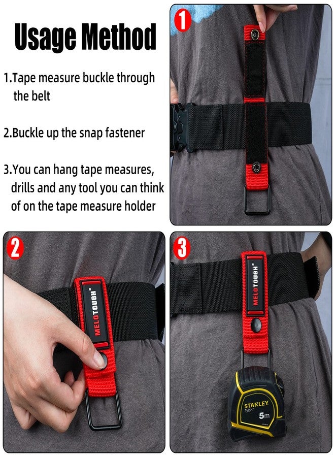 MELOTOUGH Measuring Tape Holder Tape Measure Holder Drill Impact Tool Holster for Tape Measure, Drills, Clipped Tools (2pcs Red) - Image 4