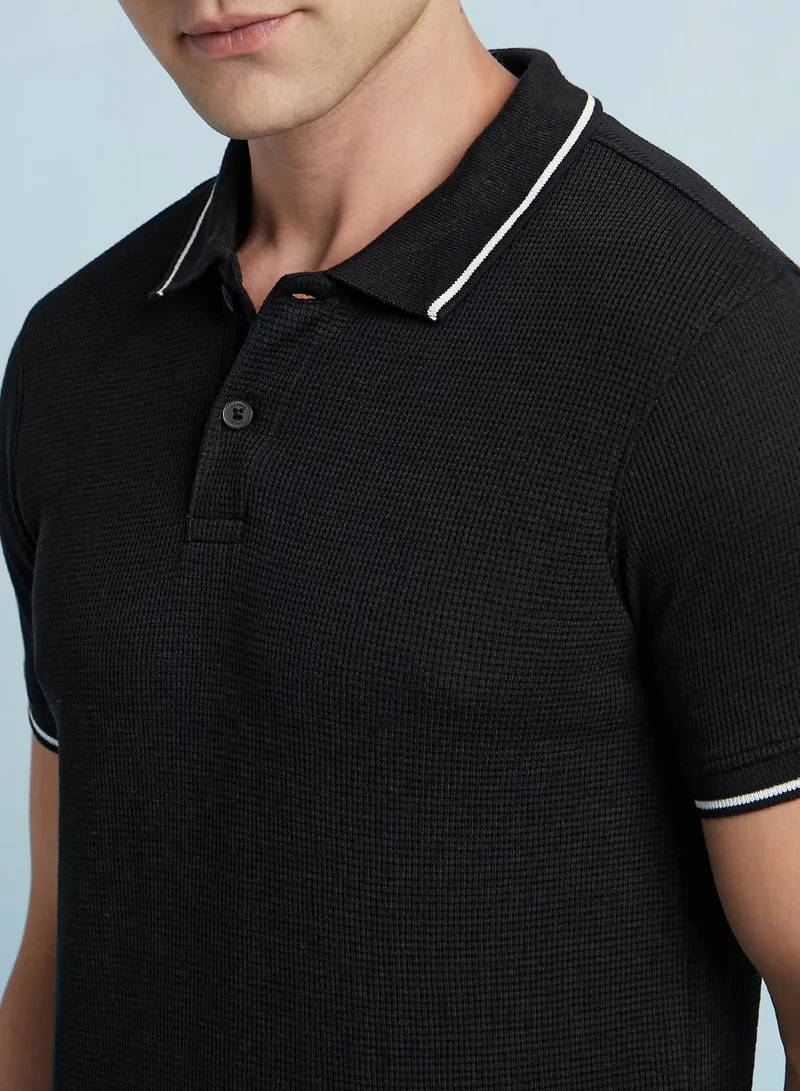Dennis Lingo Men's Black Cotton Blend Solid Regular Fit T-Shirt