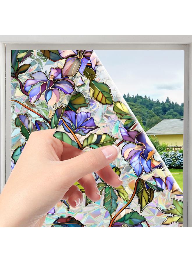 Bluejw XCBL045  Colorful Flower Electrostatic Glass Sticker PVC Glue-free Window Decoration Rainbow Collocable Glass Sticker - Image 5