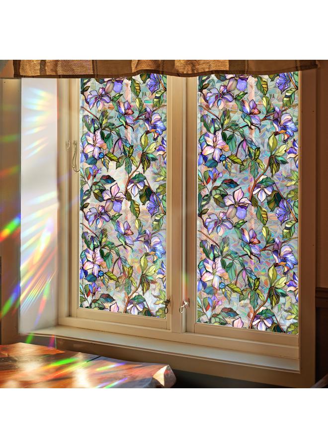Bluejw XCBL045  Colorful Flower Electrostatic Glass Sticker PVC Glue-free Window Decoration Rainbow Collocable Glass Sticker - Image 3