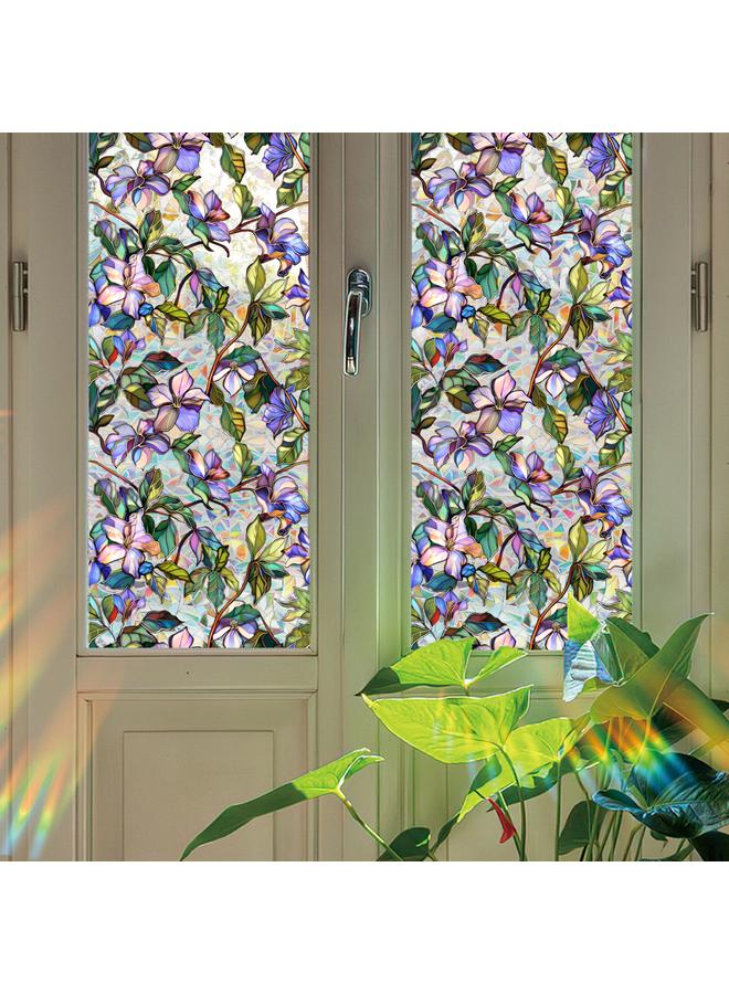 Bluejw XCBL045  Colorful Flower Electrostatic Glass Sticker PVC Glue-free Window Decoration Rainbow Collocable Glass Sticker - Image 2