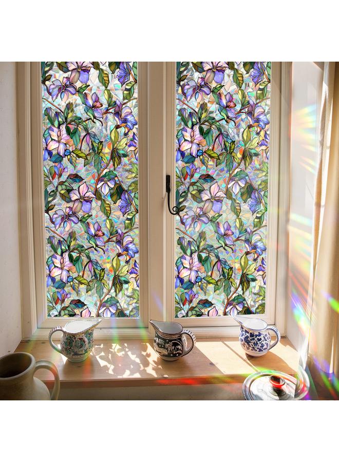 Bluejw XCBL045  Colorful Flower Electrostatic Glass Sticker PVC Glue-free Window Decoration Rainbow Collocable Glass Sticker - Image 4