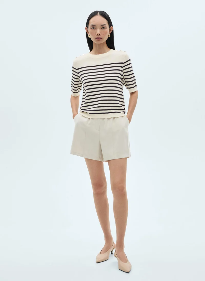MANGO Buttoned Striped T-Shirt