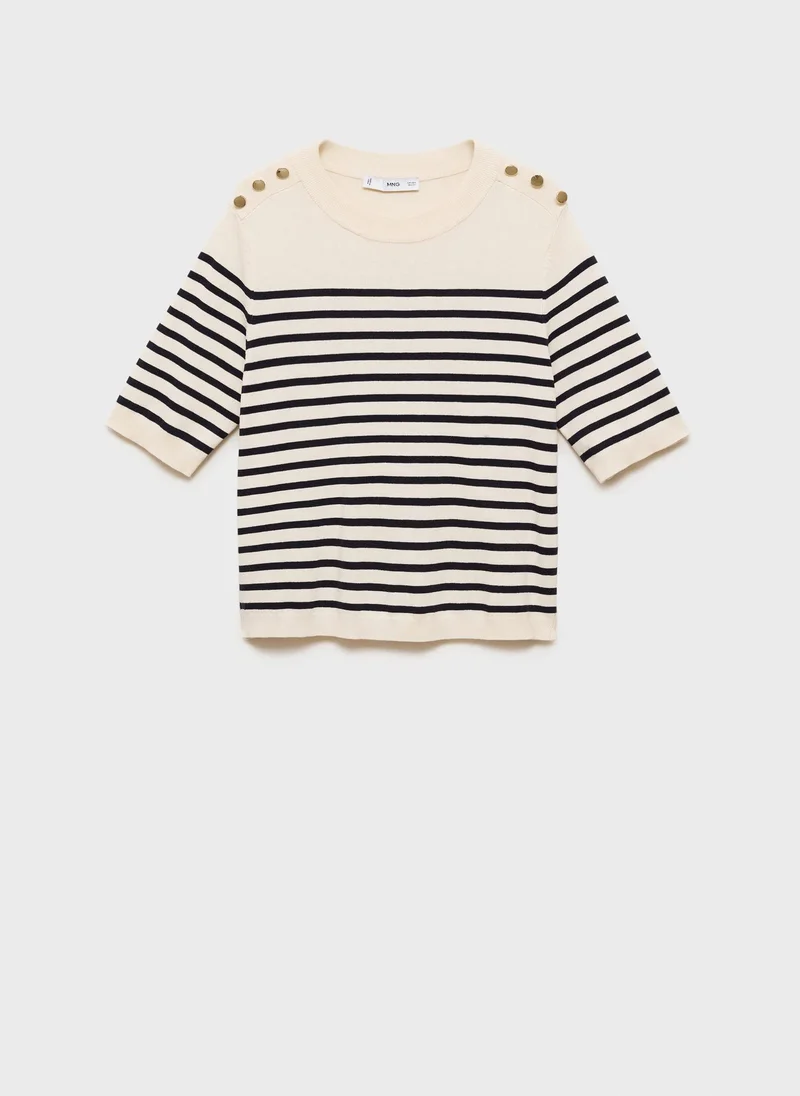 MANGO Buttoned Striped T-Shirt