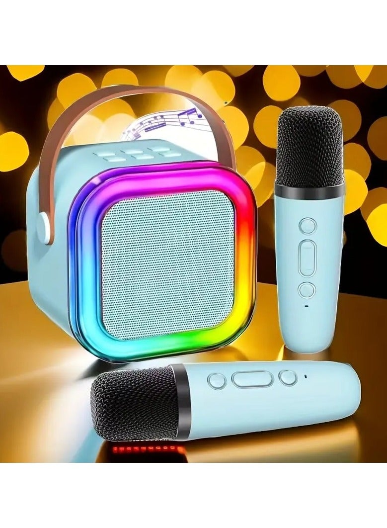مكبر صوت كاريوكي لاسلكي K12 مع أضواء LED | نظام صوت محمول بتقنية البلوتوث مع 2 ميكروفون، مزود بمنفذ USB/Type-C | كاريوكي للمنزل والحفلات والسفر والهواء الطلق. - Image 1