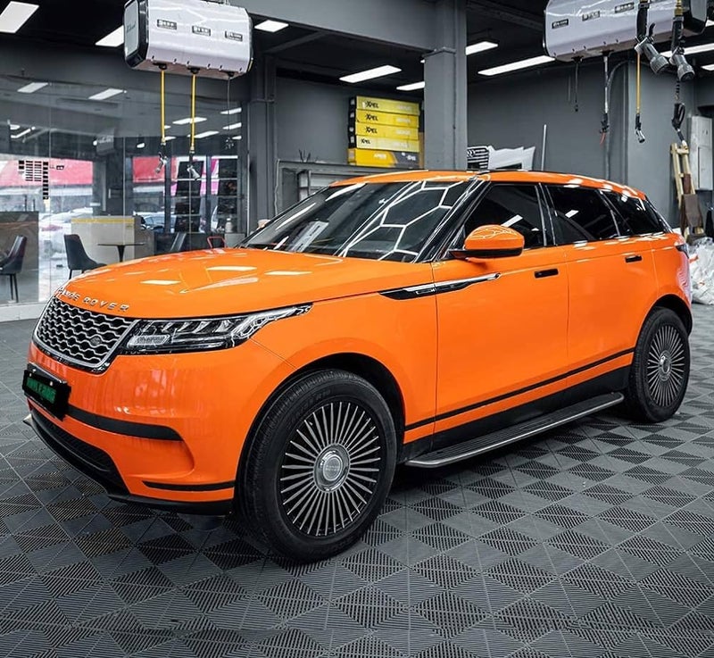 HOME13™ Orange Glossy Vinyl Wrap Sheet for Car & Bike Self Adhesive Vinyl Wrap Sticker and Decal Roll Film for Auto Car Vehicle and Motorcycle (12x48 Inch Pack of 2, Orange Glossy) - Image 3