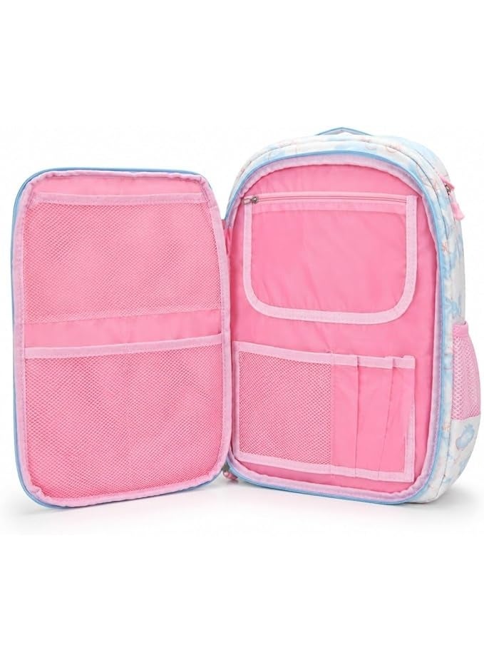 .Children's school bag, opens 180 degrees, zipper style, mint and pink color - Image 3