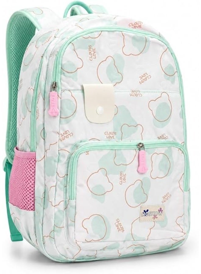 .Children's school bag, opens 180 degrees, zipper style, mint and pink color - Image 1