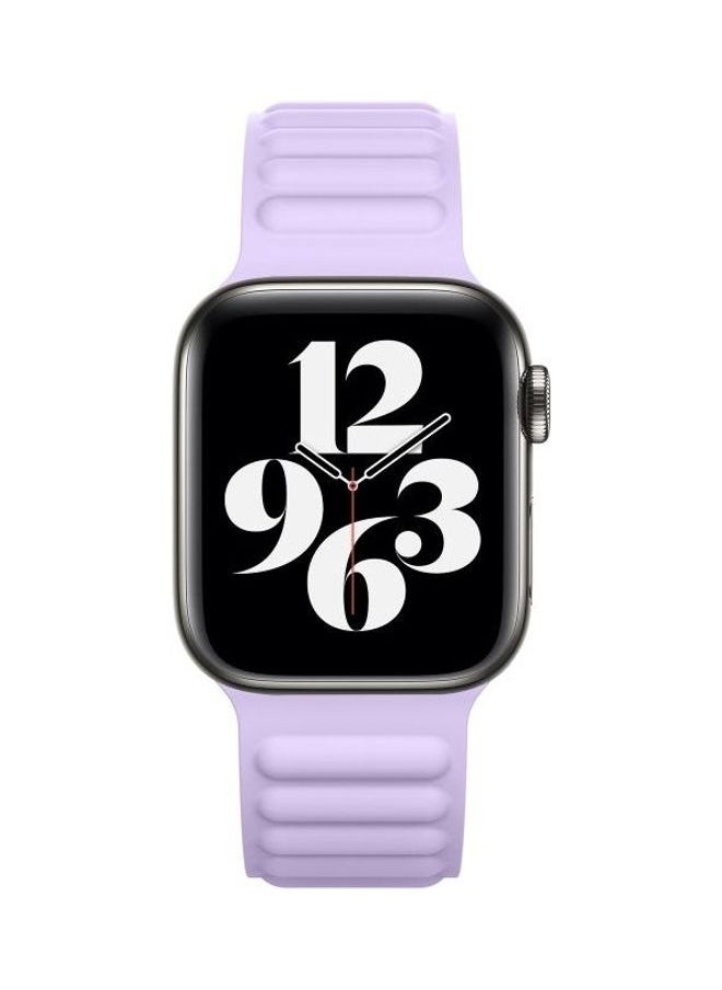 NIBEMINENT - Silicone Magnetic Chain Watchband For Apple Watch Series 7/6/SE/5/4/3/2/1 45/44/42mm Light Purple - Image 1