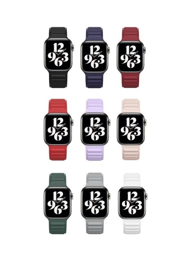 NIBEMINENT - Silicone Magnetic Chain Watchband For Apple Watch Series 7/6/SE/5/4/3/2/1 45/44/42mm Light Purple - Image 1
