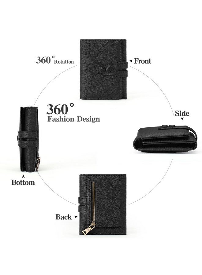 سينديفن محفظة نسائية صغيرة من الجلد بثلاث طيات وحامل بطاقات مزود بتقنية حجب تحديد الهوية بموجات الراديو مع جيب للعملات المعدنية بسحاب - Image 3