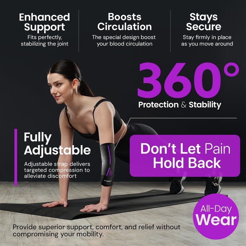 BRACIFY Elbow Brace for Tendonitis and Tennis Elbow for Women & Men, Arm Compression Sleeve for Arthritis, Workouts, Weightlifting, Reduce Joint Pain During Fitness Activity (Large) - Image 3