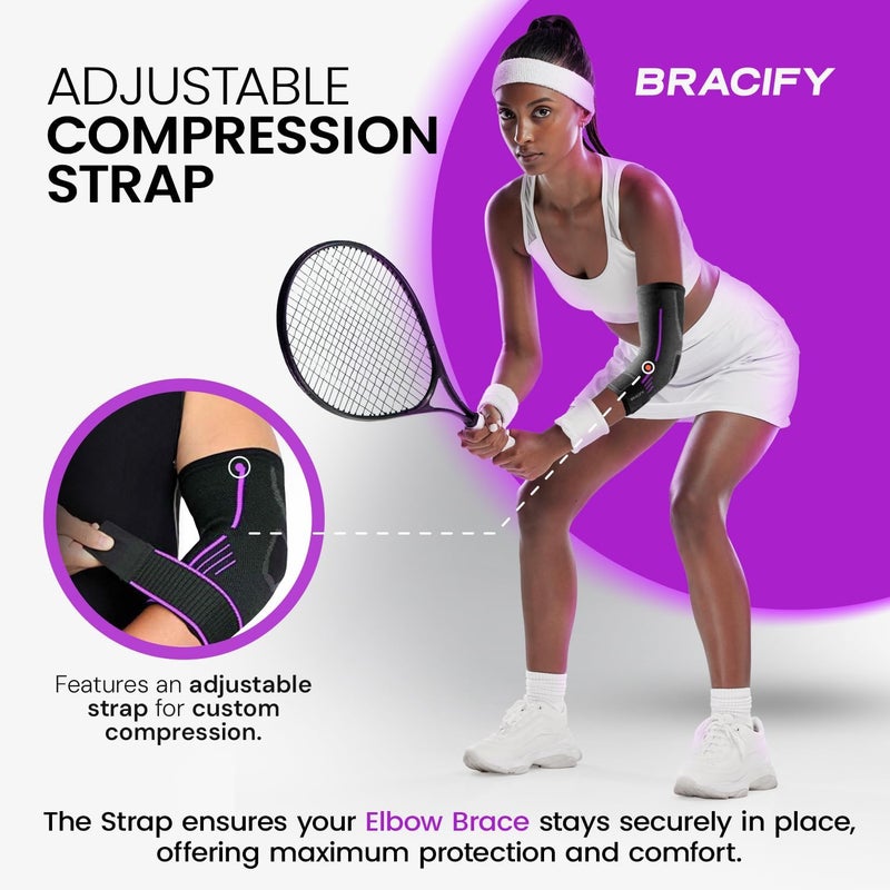 BRACIFY Elbow Brace for Tendonitis and Tennis Elbow for Women & Men, Arm Compression Sleeve for Arthritis, Workouts, Weightlifting, Reduce Joint Pain During Fitness Activity (Large) - Image 2