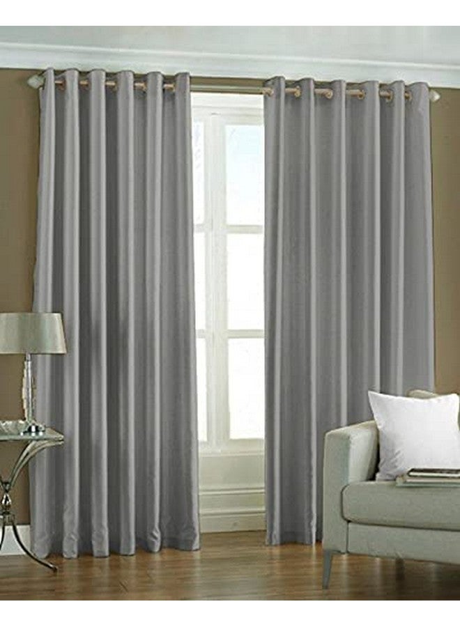 Exporthub 2 Piece Polyester Blend Semi Sheer Eyelet Solid Window Curtain - 6Ft, Grey - Image 1