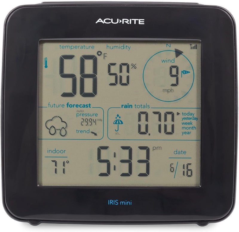Acurite Iris Weather Station with Mini Wireless Display for Temperature, Humidity, Wind Speed, Wind Direction, Historic Rainfall Totals, and Hyperlocal Forecast with Built-in Barometer (01122M) - Image 2