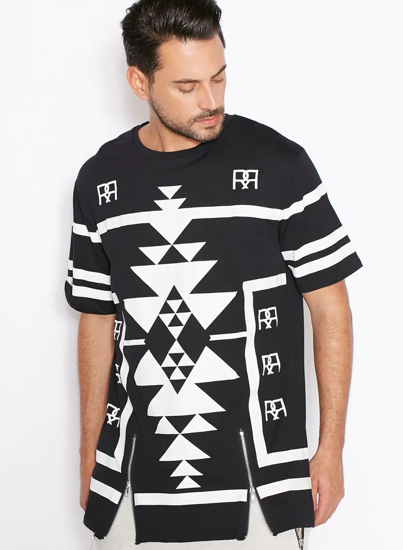 Reason Reset Pattern Zip T-Shirt