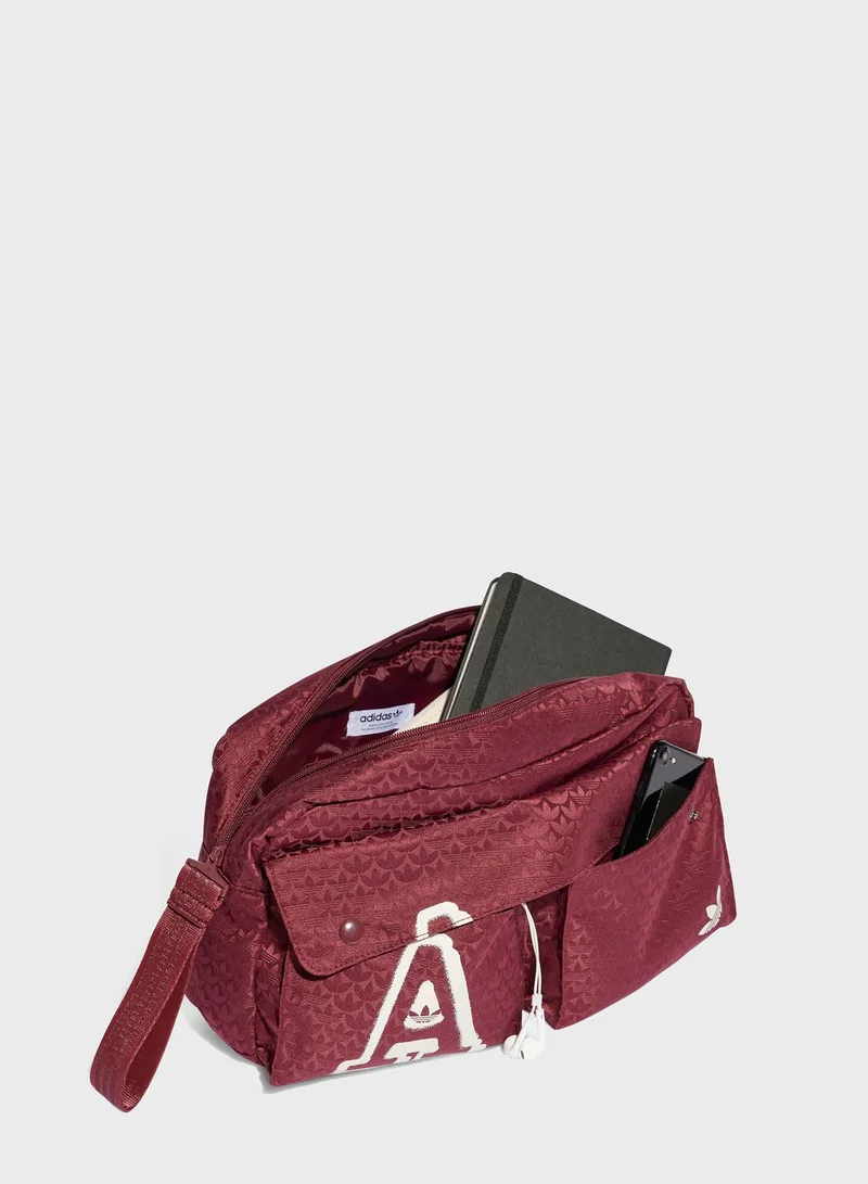 adidas Originals Trefoil Jacquard Monogram Oversized Waistbag