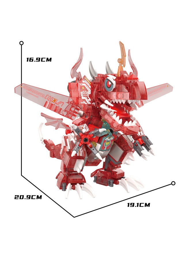 Zhegao DZ4101 Luminous Mechanical Dinosaur Tyrannosaurus Rex Turtle Children's Educational Assembled Building Blocks Toy Ornaments Gift-Color:Zhegao662022-3destroyer Dragon - Image 1