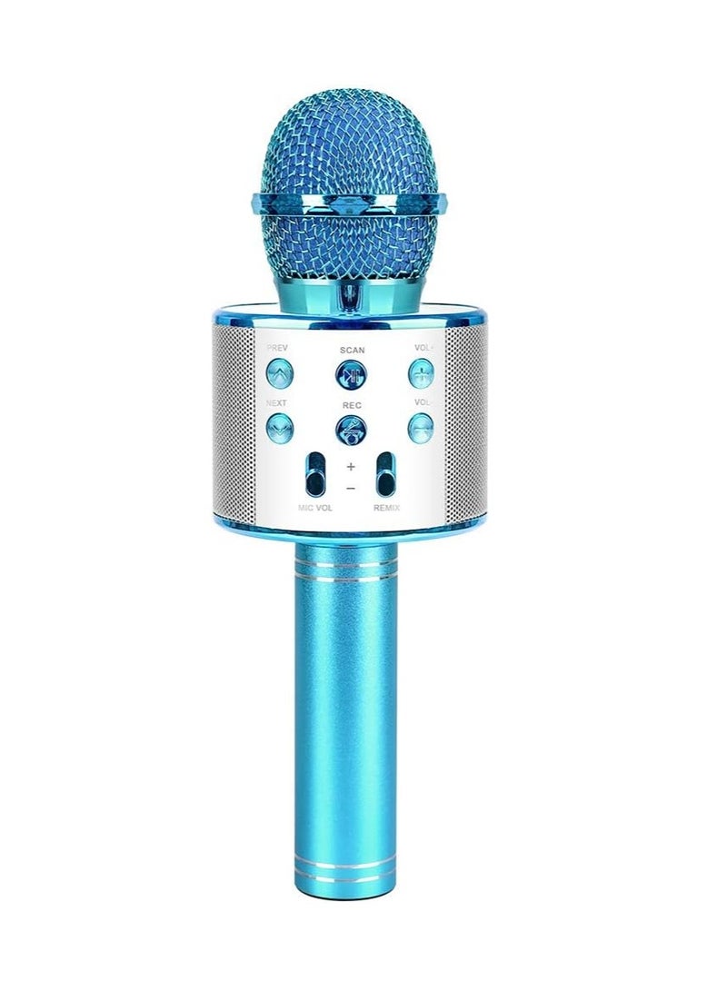 Wireless Bluetooth Karaoke Microphone for Kids, 5-in-1 Portable Speaker, Handheld Karaoke Microphone and Recorder with Adjustable Remix for Kids, Girls, Boys WS-858-