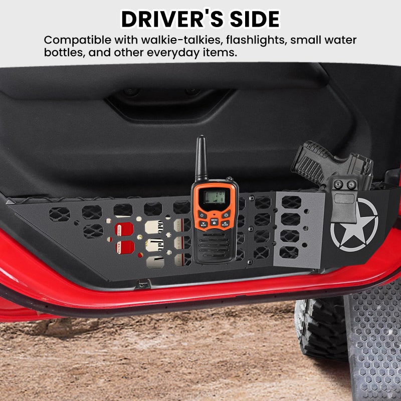 DIAMOOKY Metal Front Door Pocket Storage Box for Jeep Wrangler JL JLU 4XE 2018-2026 & Gladiator JT 2020-2023 2024 2025 2026 Accessories Door Organizer Storage Molle Panels (Not for Power Seats), 2PCS - Image 3