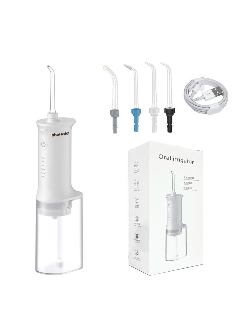 Sharpdo Portable Cordless Water Dental Flosser With 4 Jet Tips,5 Modes Rechargeable Oral Irrigator For Teeth,Waterproof Dental Water Teeth Cleaner With 230ml Detachable Tank For Home Travel - Image 1