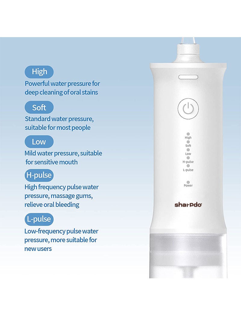 Sharpdo Portable Cordless Water Dental Flosser With 4 Jet Tips,5 Modes Rechargeable Oral Irrigator For Teeth,Waterproof Dental Water Teeth Cleaner With 230ml Detachable Tank For Home Travel - Image 2