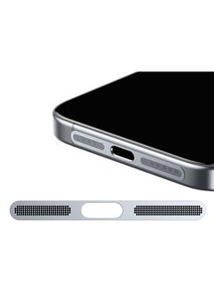 Generic Metal Dust Proof Mesh Sticker for Iphone 15 Models Built-in Protective Speaker and Charging Port Upgraded Adhesive Anti Dust Sticker for Iphone 15/15 Plus/15 Pro/15 Pro Max Silver  - Image 1
