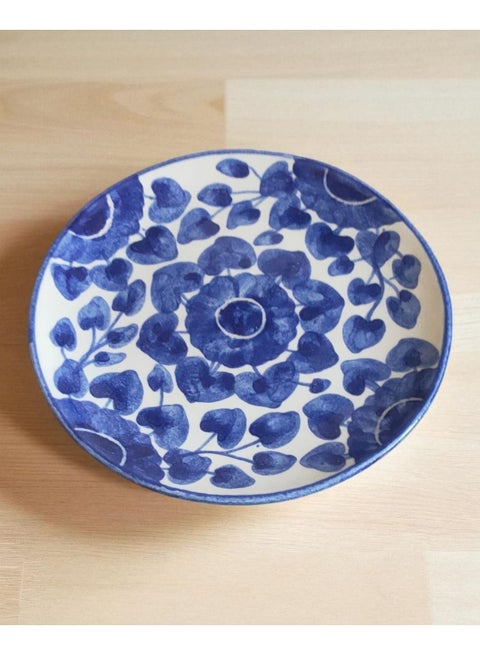 طبق من الفخار و الخزف لتقديم الطعام و للديكور امن داخل الافران و الميكروويف مستدير (طول 16 )