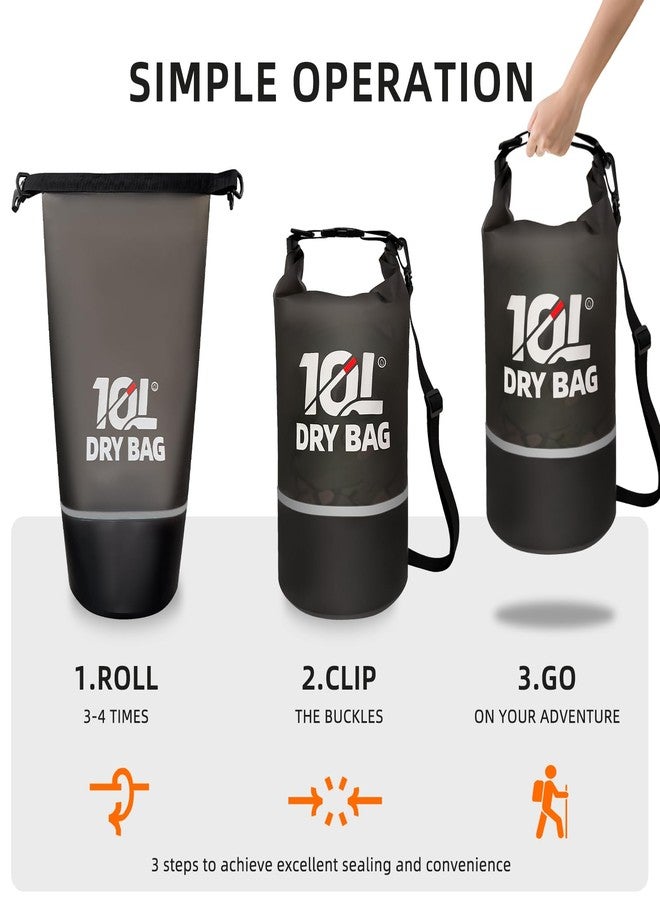 Heliosea Waterproof Dry Bag for Women and Men,10L Roll Top Lightweight Storage Bag Reflective Backpack with Waterproof Phone Pouch Suitable for Travel Swimming Boating Kayaking Paddle Accessories - Image 4