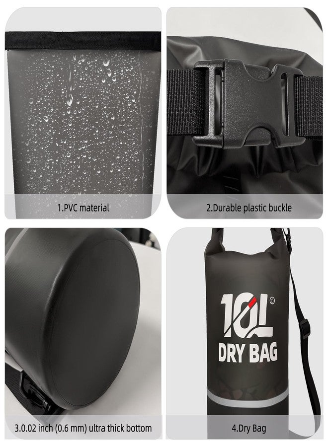 Heliosea Waterproof Dry Bag for Women and Men,10L Roll Top Lightweight Storage Bag Reflective Backpack with Waterproof Phone Pouch Suitable for Travel Swimming Boating Kayaking Paddle Accessories - Image 3