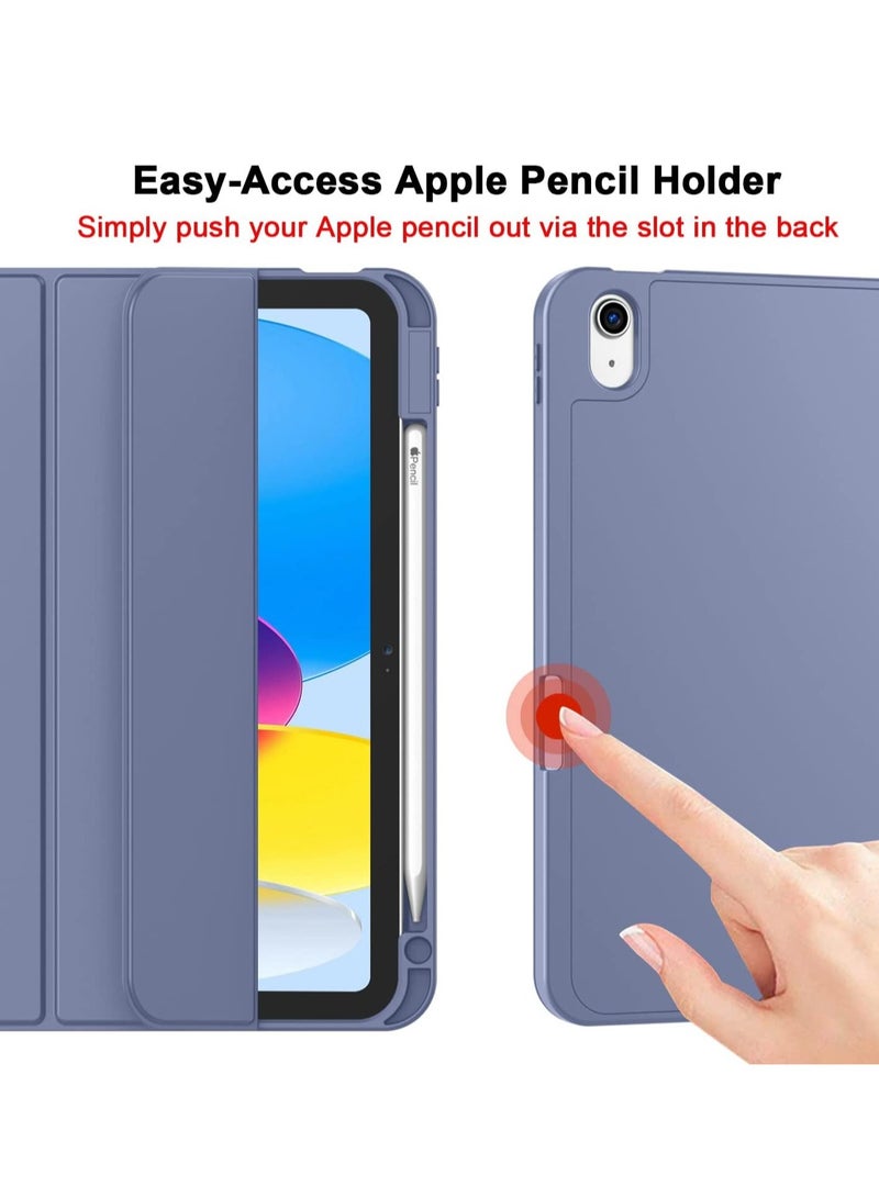 iPad 10th Generation Case (10.9 Inch, 2022) – Smart Case with Pencil Holder, Soft TPU Back, Auto Wake/Sleep Support – Lavender - Image 3