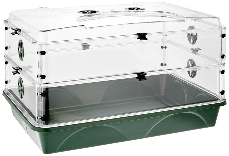 EarlyGrow EarlyGrow 24 x 15 x 1275 Domed Propagator with 2 Height Extenders and Locking Clip Set Green 