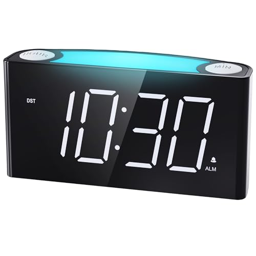 Mesqool Digital Alarm Clock for Bedroom, 7.5" Big Display, 7-Color Night Light,USB & Type C Charger, Dimmer,12/24 H,Plug-in Easy to Set Alarm Clock for Teens, Kids, Heavy Sleepers - Image 1