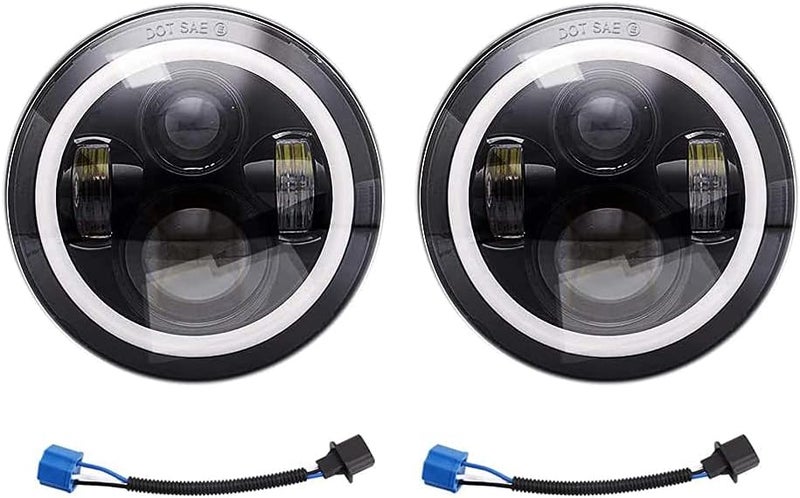 AMUNIESUN DOT 2x7inch Round LED Projector Headlights with White DRL and Amber Turn Light for Mazda Miata 1990-1997 - Image 1
