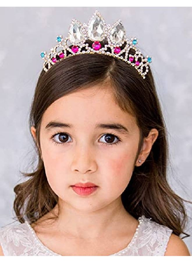 SWEETV Girls Rapunzel Tiara For Birthday Party And Costume Multicolored Crystal Princess Crowns Headband For Kids Stunning Wedding Hair Accessories For Flower Girls And Prom Gold + Clear + Ruby  - Image 3