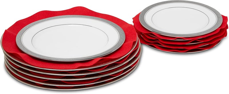 Feltectors 48 Pcs Felt Plate Dividers For Stacking Dish Protectors For Storing China Thick Pads Plate Separators For Storage in Cabinet with 3 Different Sizes Round Red RED 48 - Image 3