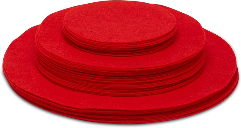 Feltectors 48 Pcs Felt Plate Dividers For Stacking Dish Protectors For Storing China Thick Pads Plate Separators For Storage in Cabinet with 3 Different Sizes Round Red RED 48 - Image 1