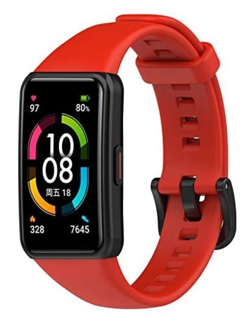 Huawei Band 6 Replacement Silicone Band Adjustable Waterproof Smart Watch Strap  Red - Image 2