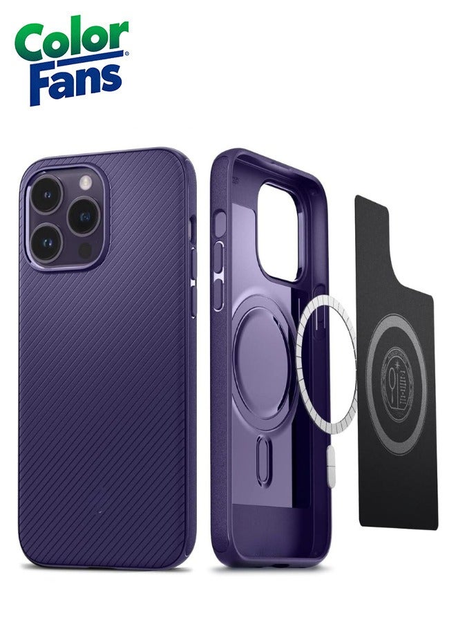 Color Fans Mag Armor MagFit Designed for iPhone 14 Pro Case Military-Grade Protection Compatible with MagSafe - Deep Purple - Image 1