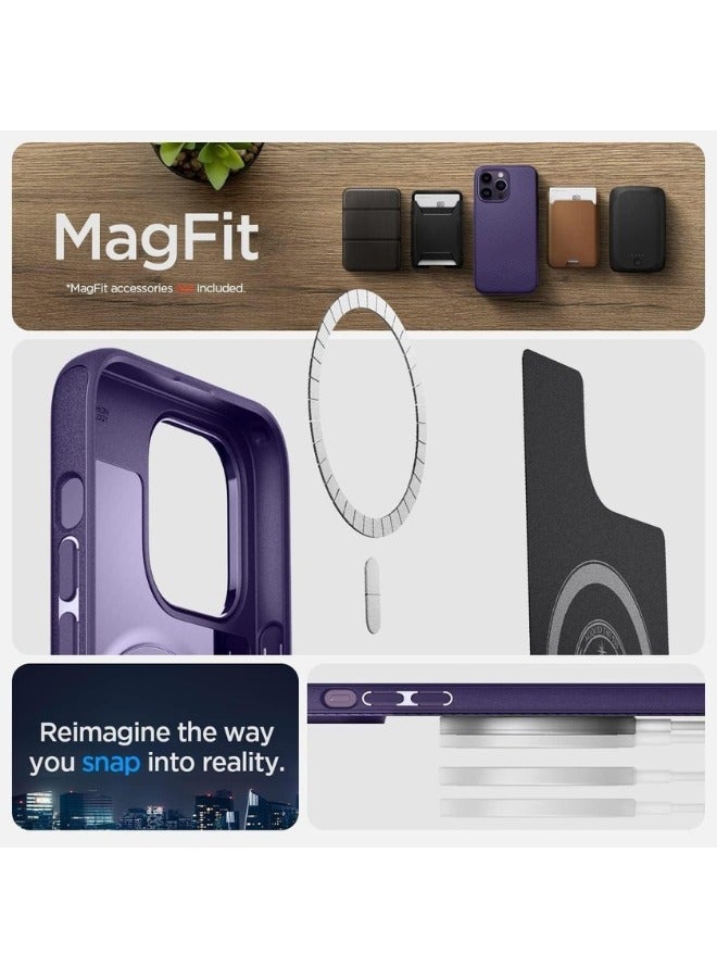 Color Fans Mag Armor MagFit Designed for iPhone 14 Pro Case Military-Grade Protection Compatible with MagSafe - Deep Purple - Image 3