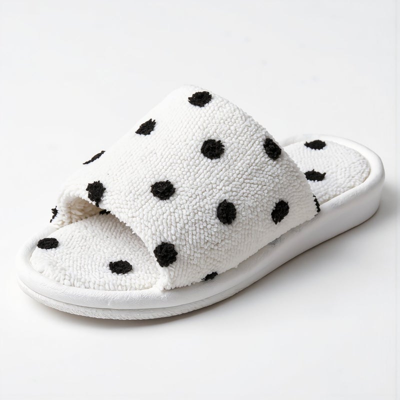 Women Special Design Foot Friendly Polka Dot Open Slippers Indoor Soft Non-Slip 36-37 Green - Image 2