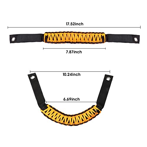 BESTAOO Roll Bar Grab Handles Paracord Grip Handle for Ford Bronco Accessories 2021 2022 2023 2024 2025 2 Door 4 Door, 4 Pack (Yellow) - Image 3