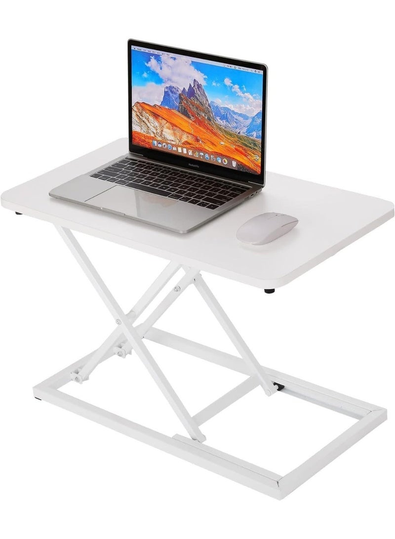 YOUWE7 Ultra-Slim Single Top Height Adjustable Standing Desk Riser, Compact Sit Stand Desktop Converter for Laptop and Single Monitor Workstation Office Use - Image 1