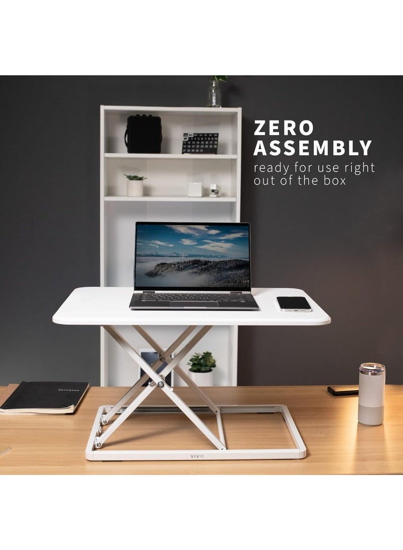 YOUWE7 Ultra-Slim Single Top Height Adjustable Standing Desk Riser, Compact Sit Stand Desktop Converter for Laptop and Single Monitor Workstation Office Use - Image 2